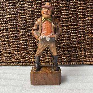 Vintage Hand Carved Painted Wooden Wood Old Man Figurine ANRI of Italy